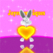 Lapin "Joyeuses Pques" qui bondit