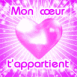 Coeur rose brillant "Mon coeur t'appartient"