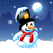 Bonhomme de neige devant la lune